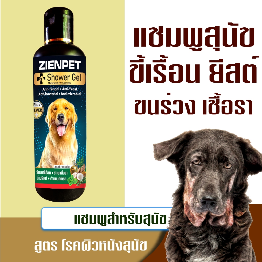 ZienPet แชมพูสำหรับสุนัข ดูแลผิวหนังสุนัข ขี้เรื้อน เชื้อรา ผิวหนังแดง ยีส 240 ml.