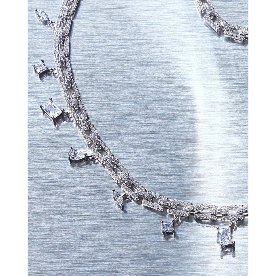 SWAN - Timeless Chain Multi-shape CZ Bracelet สร้อยข้อมือโซ่เงินแท้ มีเพชรห้อย ดีไซน์สะดุดตา
