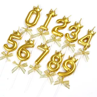 เทียนตัวเลขสีทอง เลขมงกุฎทอง ขายส่ง50ชิ้น/ชุด(พร้อมส่ง)
