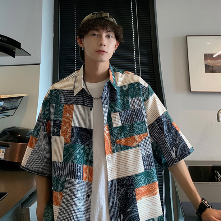 🌈ใหม่🌈เสื้อเชิ๊ตแขนสั้น ลายสวย มาพร้อมกัน 2 สี 2 สไตส์ เสื้อเชิ๊ตเดินชายหาด เดินริมเล ดีไซน์เท่ๆ