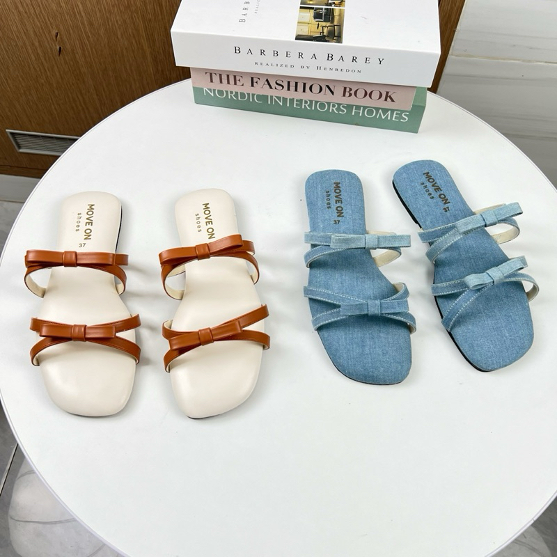 รองเท้าแตะพื้นนุ่ม สองตอนโบว์สุดคิ้ว(ไซส์36-45)