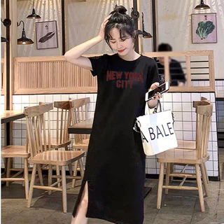 Know youกระโปรงยาว, เสื้อยืดแฟชั่น, ผู้หญิงเกาหลี, คอกลม, แขนสั้น, ผ้าไหม, กระโปรง, เสื้อยืดแฟชั่น