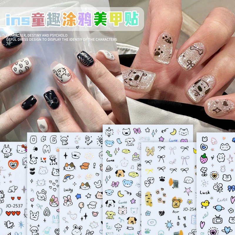 สติกเกอร์การ์ตูน มิกกี้เม้าส์ ใช้ติดตกแต่งเล็บ ลายเยอะ น่ารัก Nail Art Stickers Mickey Minnie
