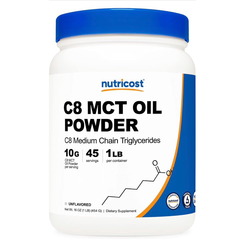 (454 G) Nutricost C8 MCT Oil Powder 1LB (16oz) - 95% C8 MCT Oil Powder