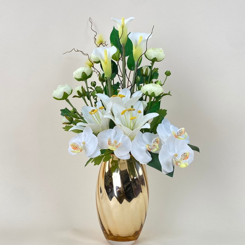 แจกันดอกไม้ประดิษฐ์ ดอกไม้ปลอมตกแต่งบ้าน ดอกไม้พร้อมแจกัน