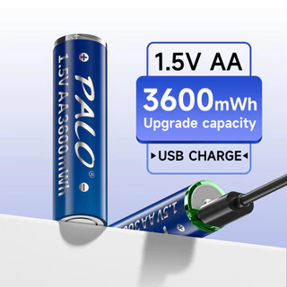 PALO 1.5V แบตเตอรี่ USB ชาร์จเร็ว AA3600mWh / AAA1110mWh Li-ion แบตเตอรี่