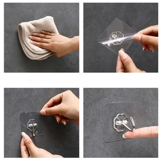 ตะขอติดผนัง ตะขอแปะผนัง หมุดตะขอใส ตะขอแขวนของ DIY ที่แขวนไม้กวาด Magic Hook สติ๊กเกอร์ติดผนัง ที่แขวนของ
