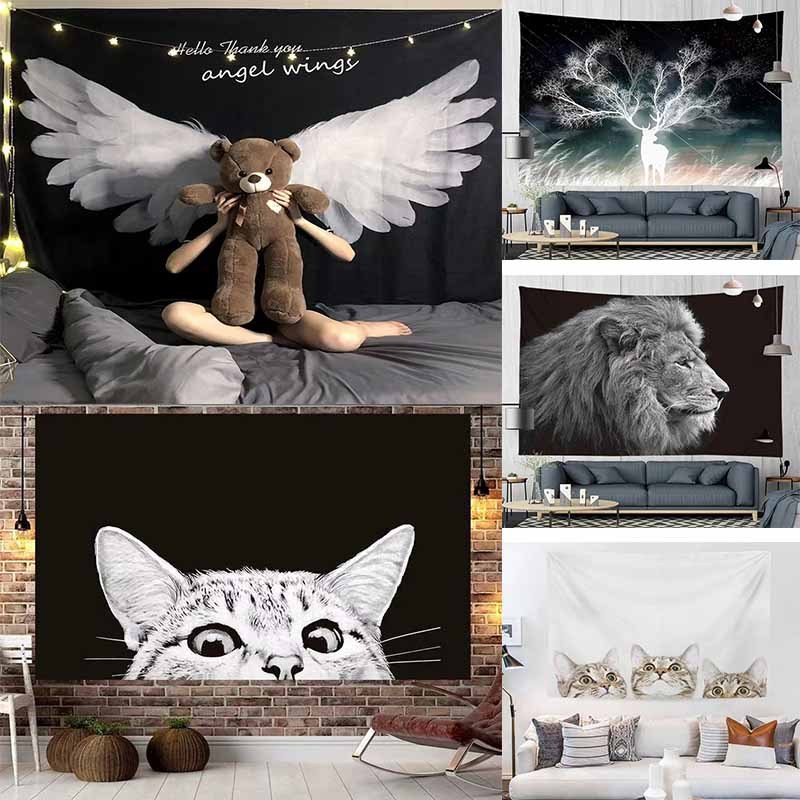 เตรียมจัดส่ง ✍ Size S M L 200x150 cm​​ 3D ผ้าตกแต่งผนัง  ผ้าตกแต่งห้องนอน พร้อมอุปกรณ์ติดตั้ง