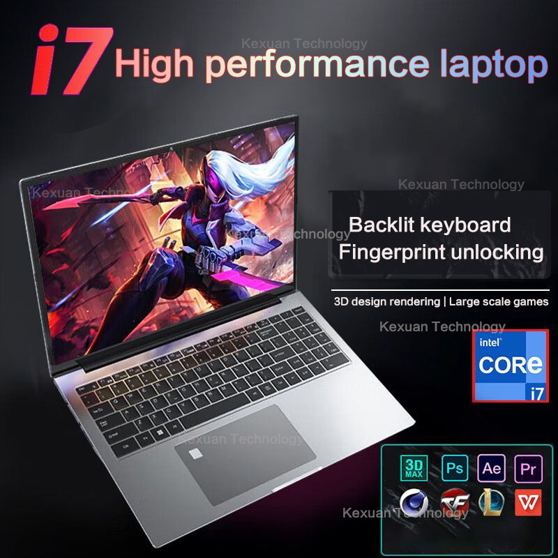 Lenovo 15.6 แล็ปท็อป Intel Core i7 16G RAM 2TB SSD 1080P หน้าจอ IPS แล็ปท็อป 5G WiFi Windows 11 มือโปร