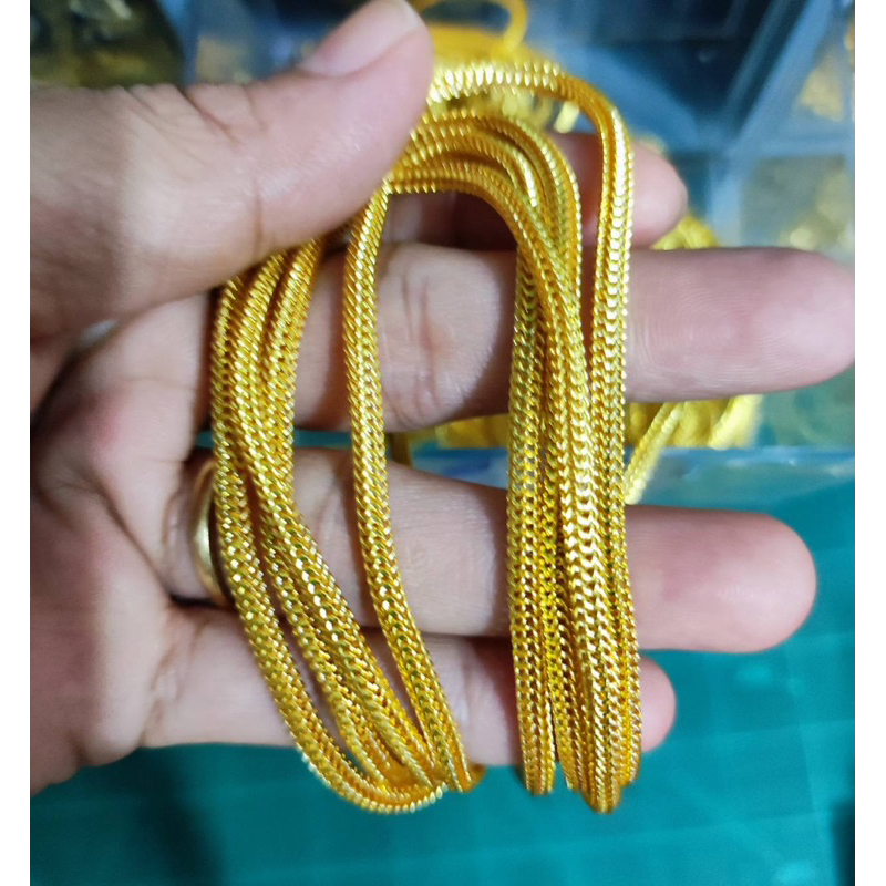C38สร้อยคอลายแปดเหลี่ยมเบาหนัก1บาท ฟรีตะขอปั้ม งานคุณภาพสีเหมือนของจริง