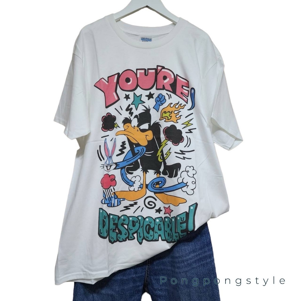 เสื้อยืด Oversize  งานป้าย Gildan Premium Cotton สกรีน DTG (สกรีนดิจิตอล)  Unisex ใส่ได้ทั้งผู้หญิงผู้ชาย  Size รอบอก 42