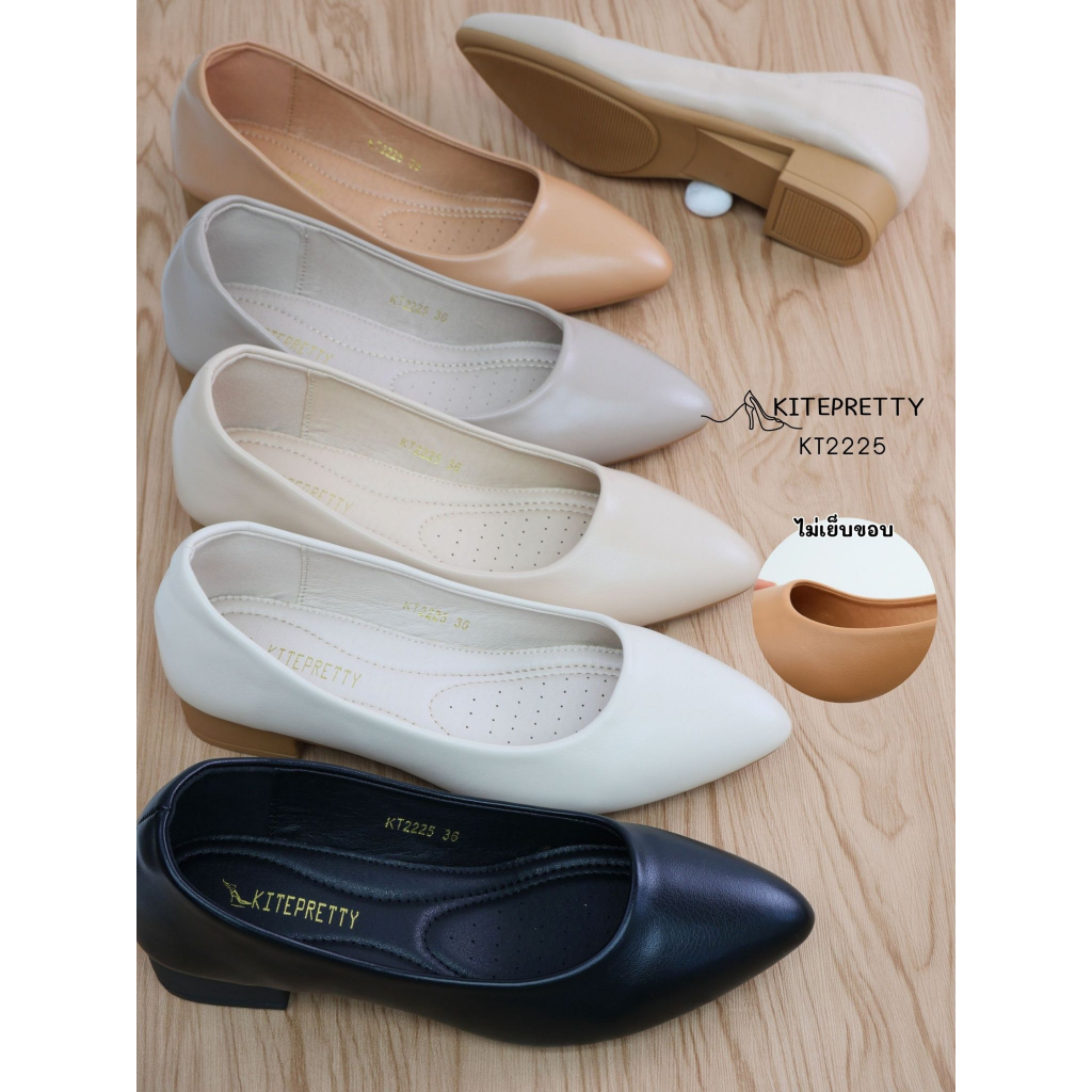 สินค้าพร้อมส่ง KT2225 หนังพียู หนังนิ่ม ส้นก้อน 1นิ้ว ไซส์ 36 - 40