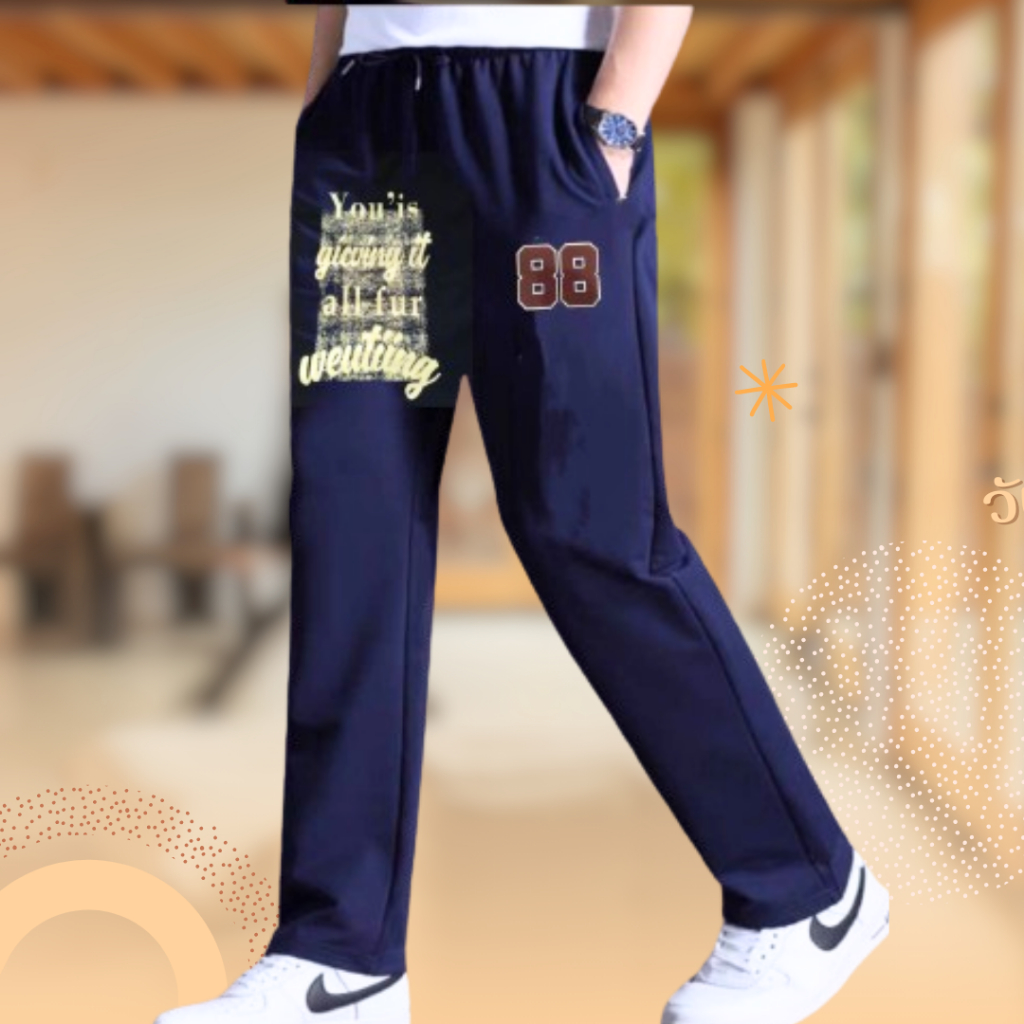กา#งเกงขายาวผู้ชายผ้ายืดใส่ดีมีบริการเก็บเงินปลายทาง(แฟชั่นมาใหม่ราคาพิเศษเอว26-50)ผ้าวอร์มยืดใส่สบาย