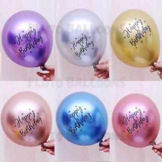 ❤️ ลูกโป่งเมทัลลิค Happy Birthday 12 นิ้ว 7 สี ❤️