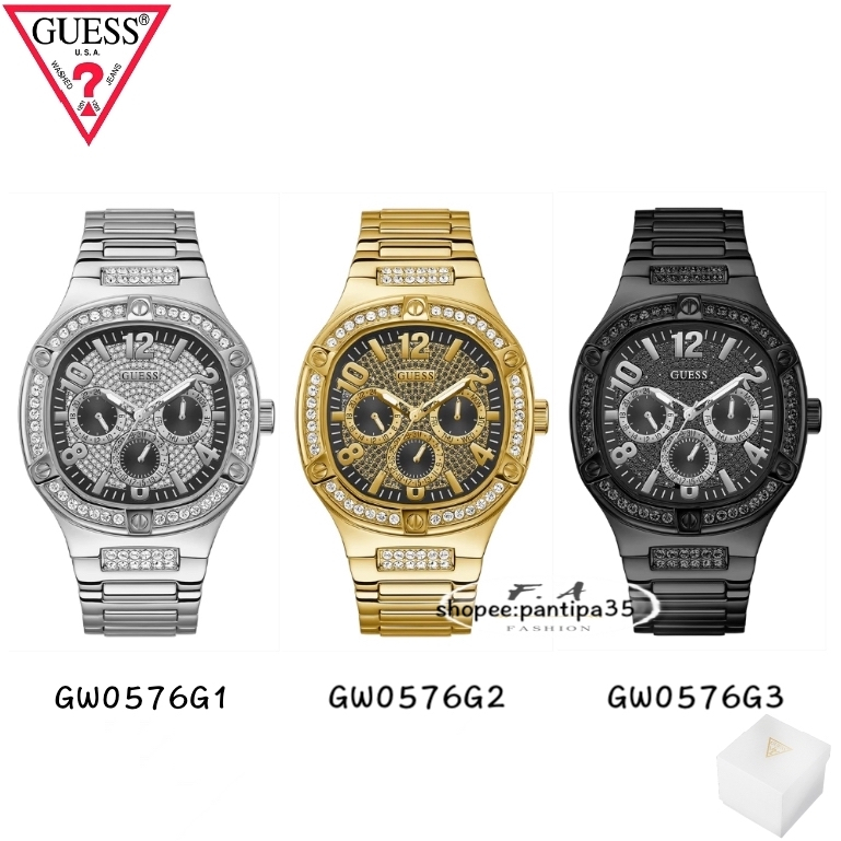 ไม่ต้องเสียค่าจัดส่ง Guess ของแท้100% นาฬิกามัลติฟังก์ชั่นของผู้ชาย ดาราคนนี้จะขโมยการแสดงอย่างแน่นอ