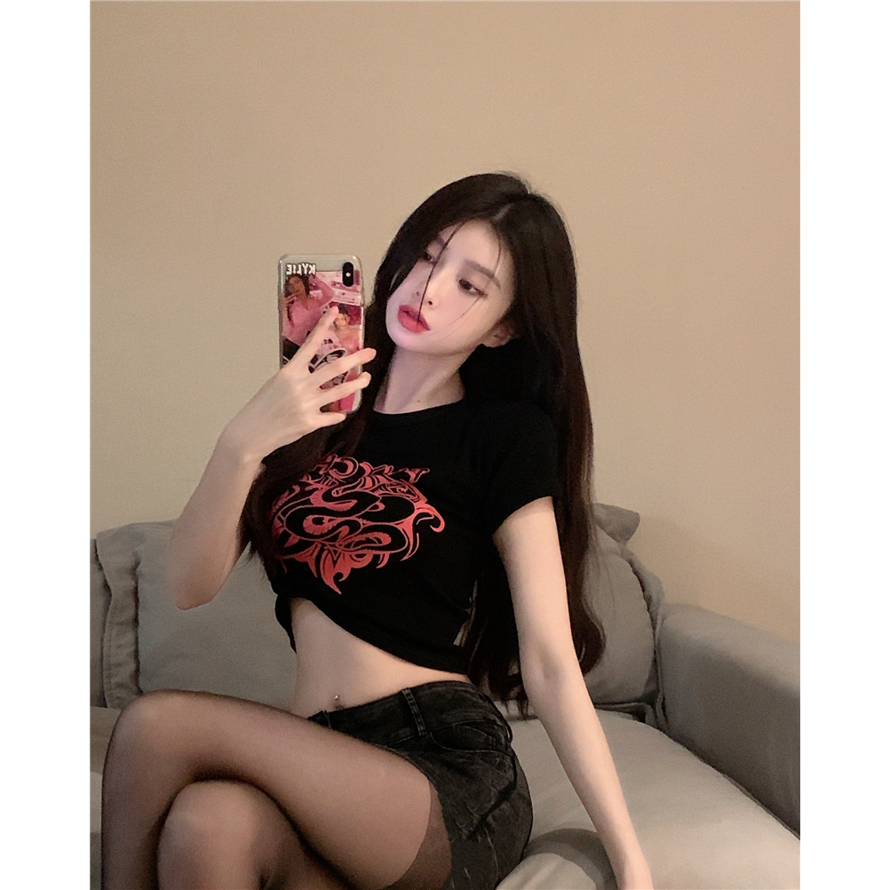 MC168 เสื้อครอปสั้น เสื้อยืดผู้หญิง T-shirt เสื้อ y2k ส่งตรงเวลา - รูปที่ 7