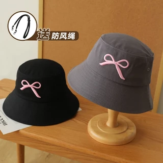 หมวกบักเก็ต ปักโบว์ (มีเชือกแถมให้) bucket มี 6 สี