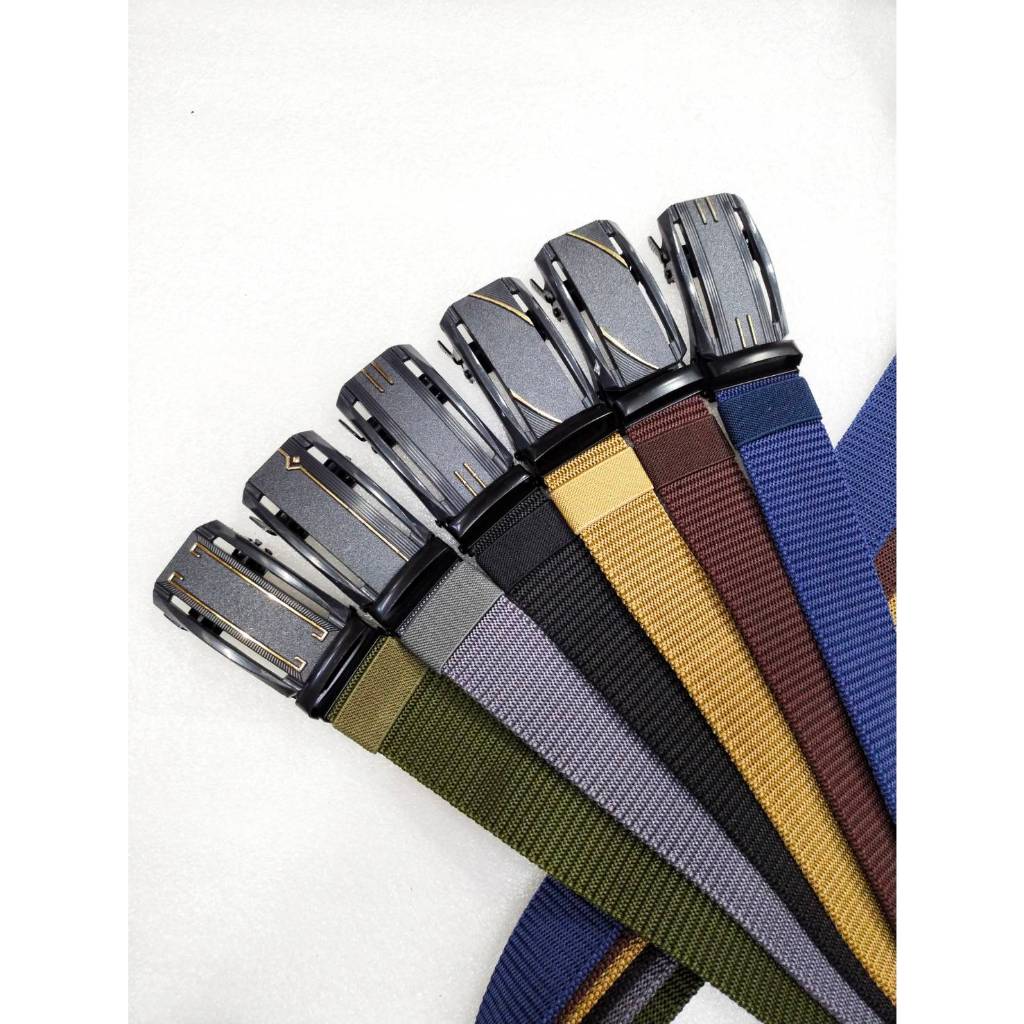 【พร้อมส่ง】เข็มขัดไนล่อนหัวล็อคอัตโนมัติ เข็มขัดผู้ชาย **หัวคละลาย** (ZB306) ราคา ถูกที่สุด ดีลบีเคเค