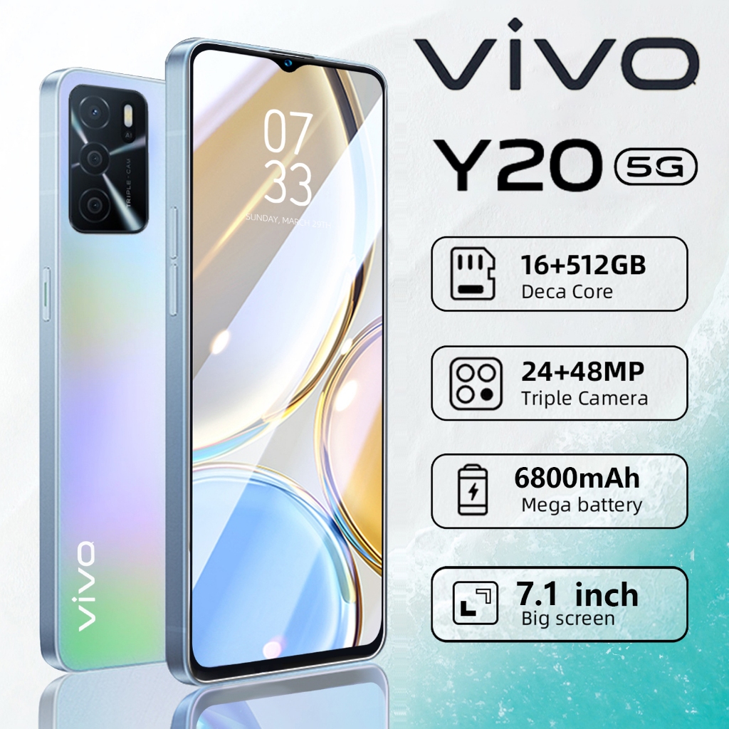 Vivo Y20 สมาร์ทโฟน Ram12gb/512gb หน้าจอใหญ่ 6.51 นิ้ว กล้องหลัง 3 ตัว แบตอึด 5000 mAh รับประกันร้าน 