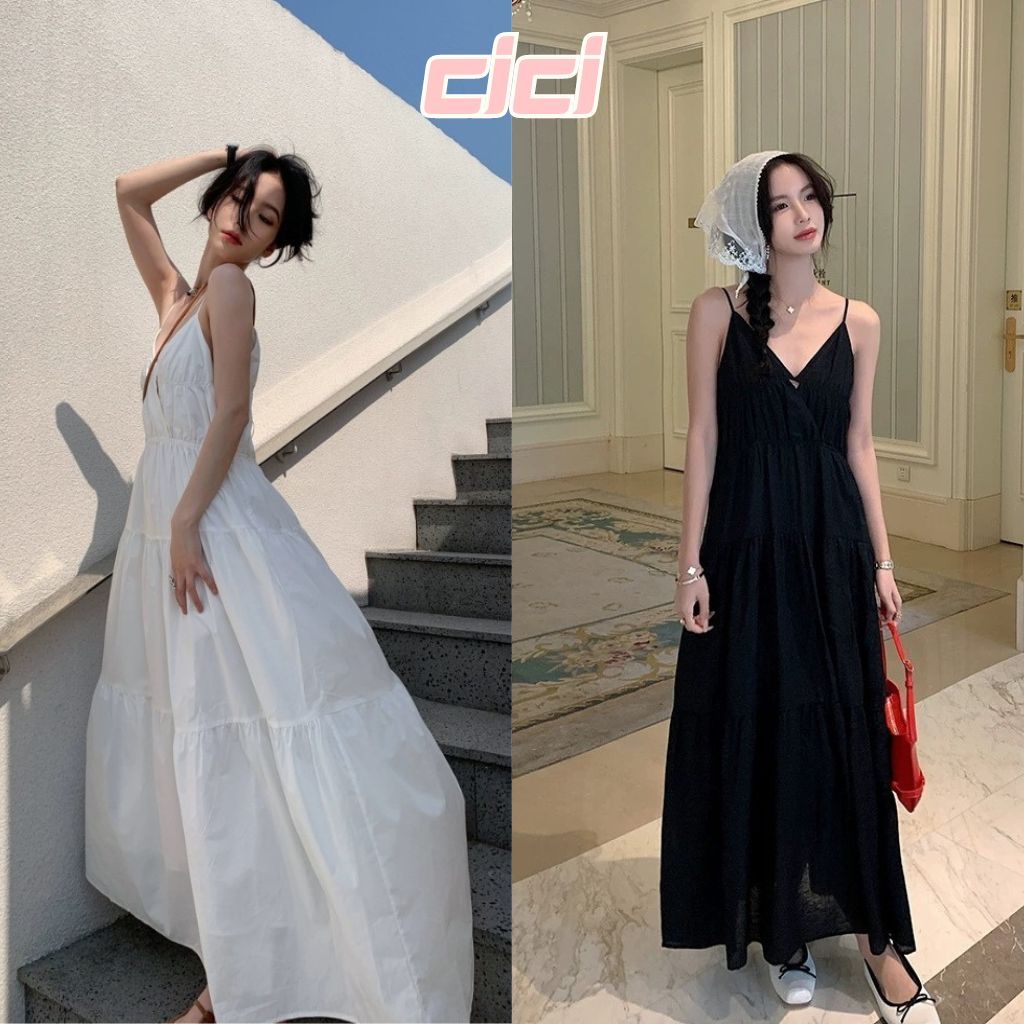 Cici(NO.3293)เดรสยาว ผ้าพริ้ว โชว์หลังสม็อคช่วงตัว ไปทะเลรับซัมเมอร์ เซ็กซี่ทะเลเป็นไฟ