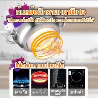 หม้อนึ่งสแตนเลส2ชั้น รุ่นหูจับ4หู พร้อมฝาปิดใส ใช้กับเตาแม่เหล็กไฟฟ้าได้ ซึ้งนึ่ง
