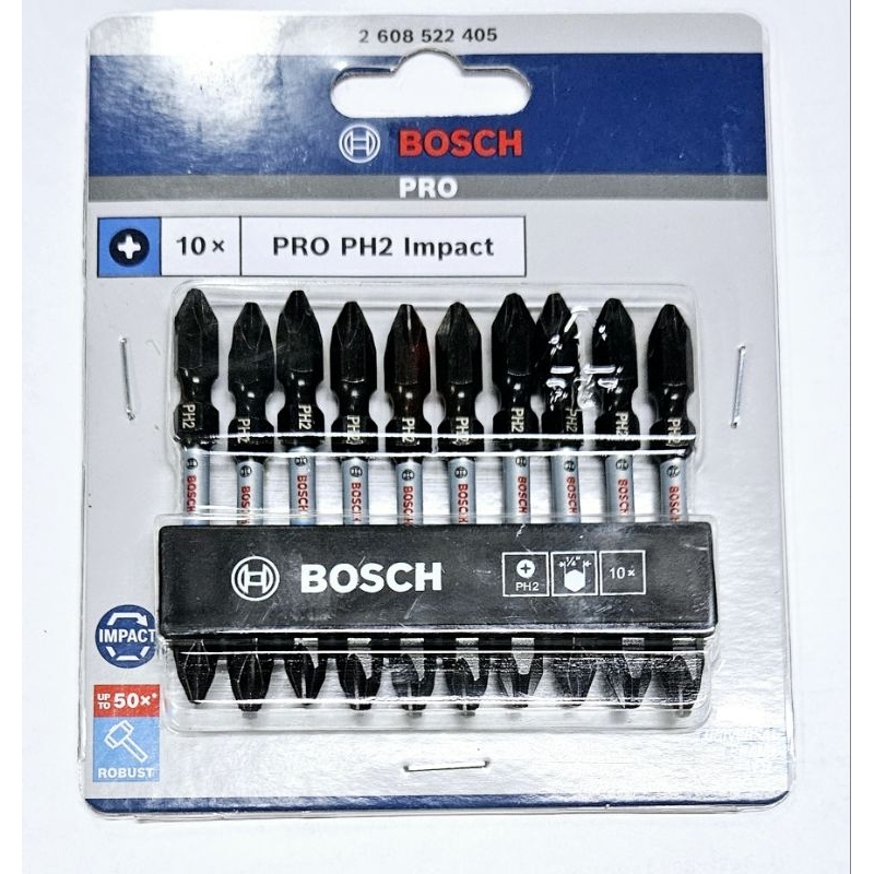 BOSCH ราคาต่อ1 แพ็ค ดอกไขควงกระแทก PH2 ยาว 65MM 2608522405