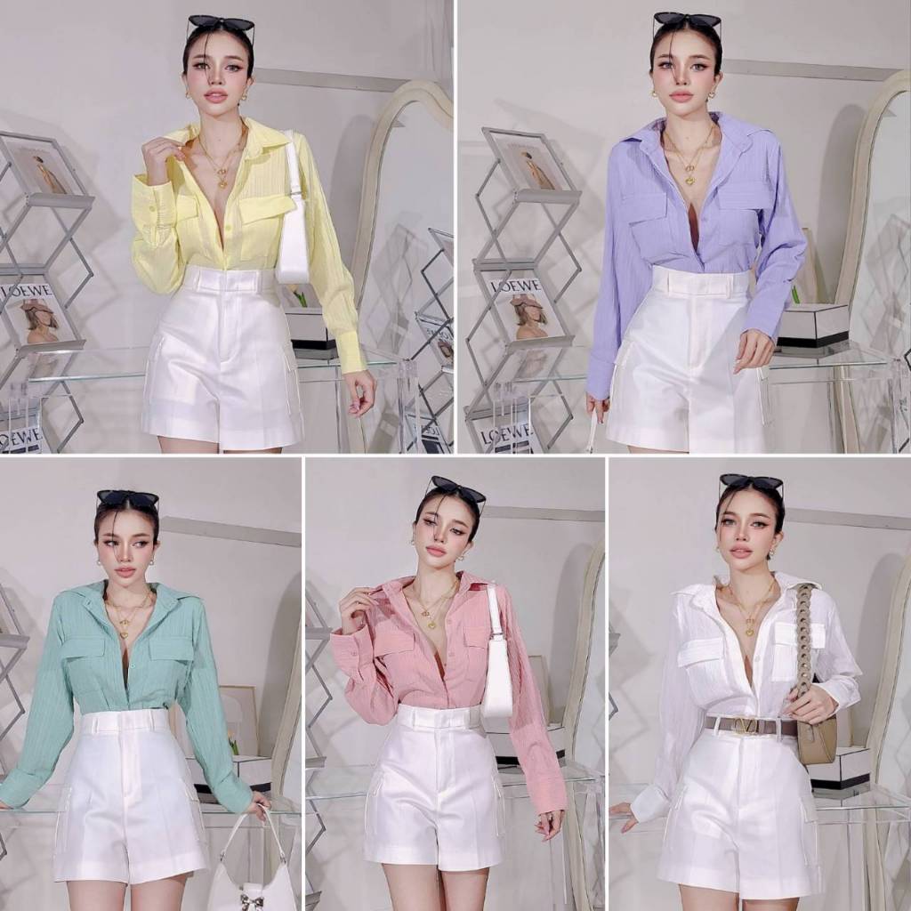 #AdaStudio #CottonCandy #New Aiko Shirt #เสื้อเชิ้ตโทนสีพาสเทลสดใส #อกได้ถึง40"