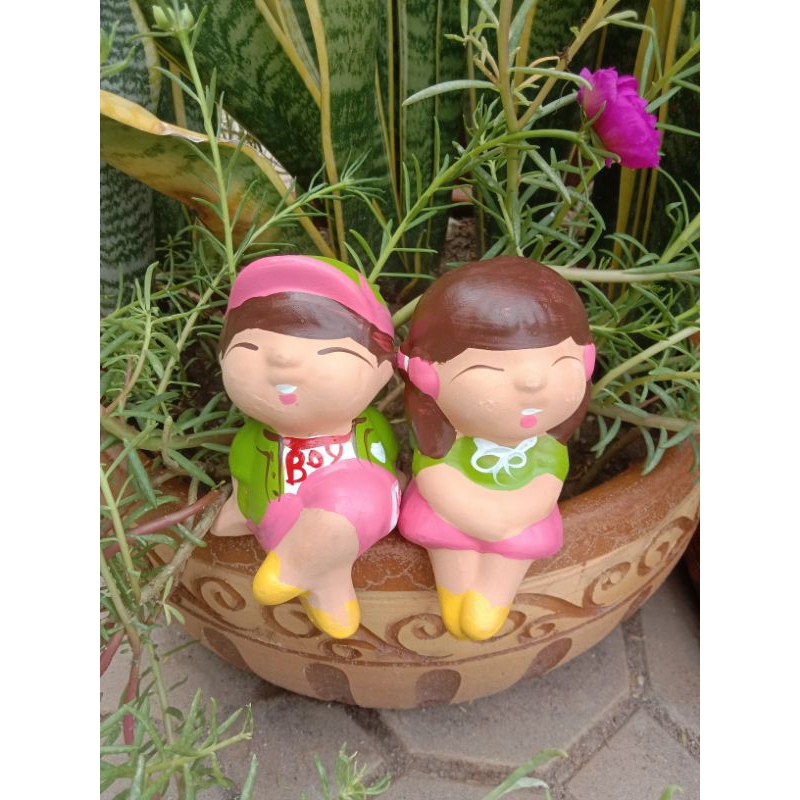 ตุ๊กตานั่งไขว้ขาคละสี จัดสวน แตกแต่งบ้าน - รูปที่ 3