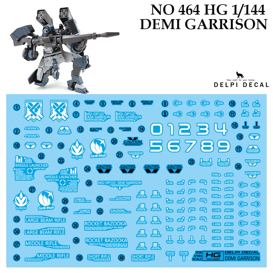 ดีคอลน้ำ [DELPI] 464 HG MSJ-OP122 DEMI GARRISON GUNDAM 1/144 [WATER DECAL] MODEL KIT