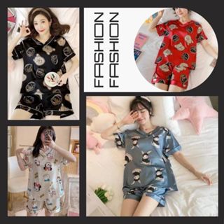 3300 ชุดนอนลายการ์ตูน ปลีก-ส่ง น่ารักๆสีหวานๆผ้าซาตินคอวีกว้…