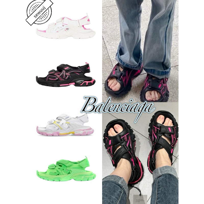 รองเท้าแตะชายหาดระบายอากาศแบบเปิดนิ้วเท้า Balenciaga Track 2.0 ของแท้สำหรับผู้หญิง