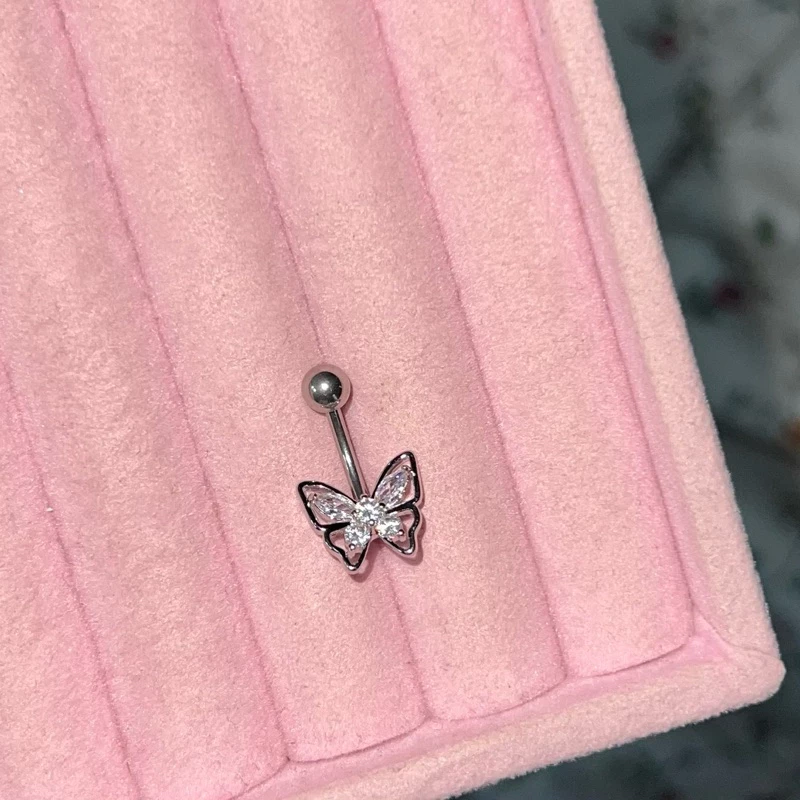 จิวสะดือสแตนเลสแท้ พร้อมส่งจากไทย💗🦋ความยาวก้าน4ระดับ 6,8,10,12mm