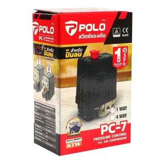POLO สวิตช์ควบคุมแรงดัน ระบบลม (1 WAY) รุ่น PC-7 / P301-PC7-1 ช่วงแรงดัน 20-175 PSI ใช้งานสำหรับปั๊มลม ของแท้100%