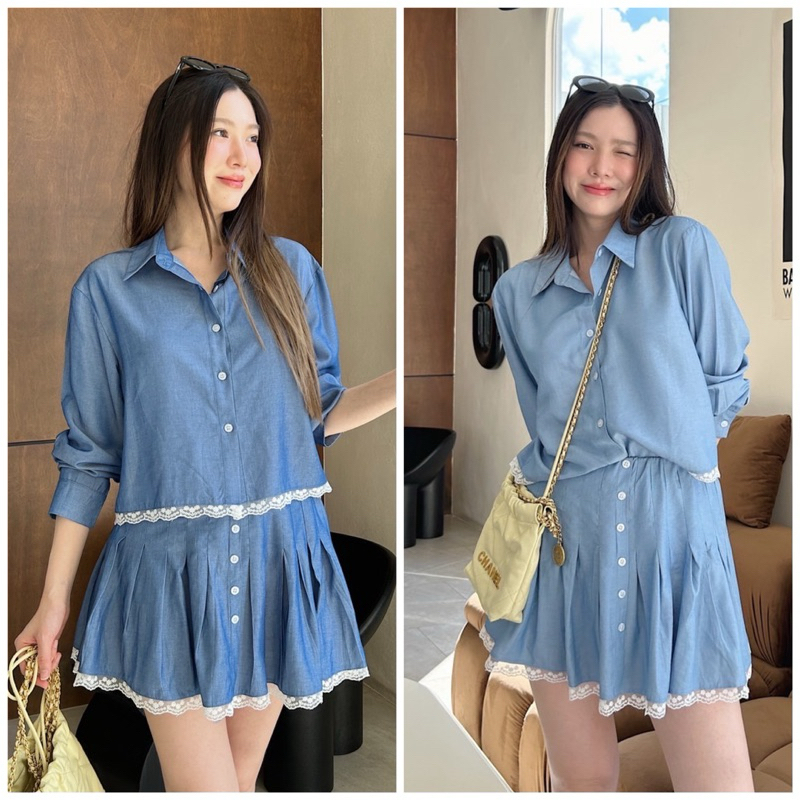 Goddessshop #2038 Mini Cutie ชุดเซทเสื้อ+กระโปรง