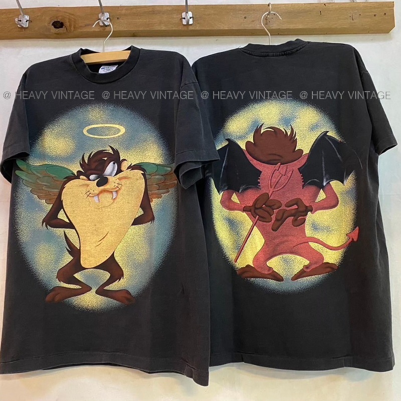 Taz Mania  ป้าย Bootleg แท้ ฟอกไบโอ เสื้อการ์ตูน เสื้อวินเทจ heavy vintage shirt