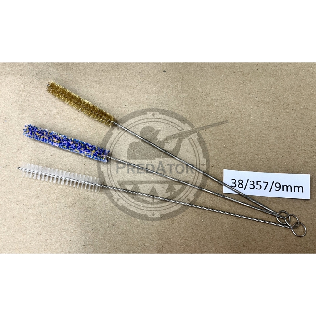 แปรงทำความสะอาดลำกล้องปืนสั้นหลากหลาย5ขนาดให้เลือก ทั้ง38/357/9mm/45/11mm/22/32/380 พร้อมก้านแปรง