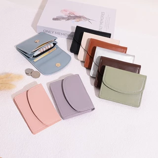 B-650🔥กระเป๋าสตางค์มินิมอล PU สีน่ารัก พกพาสะดวก ขนาดเล็กแบบพกพา พร้อมช่องใส่บัตร สำหรับผู้หญิง 9สี