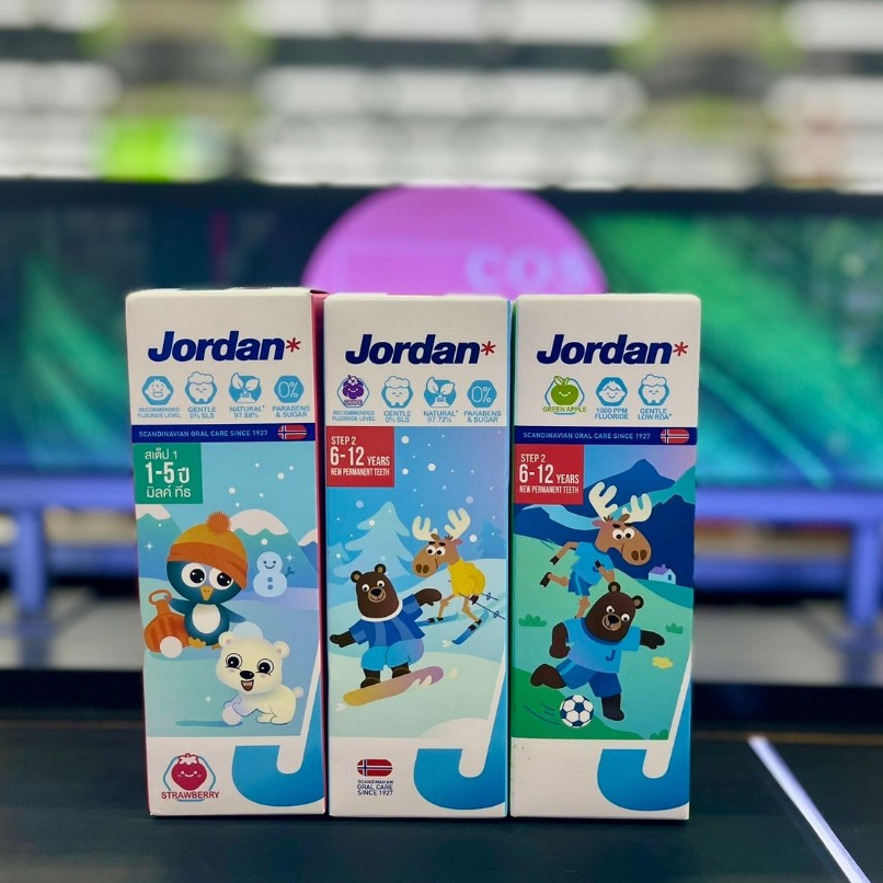 JORDAN Step 1-2 Milk  1-5 years , 6-12 years (75 g)จอร์แดน ยาสีฟันเด็ก มี 2 สูตร