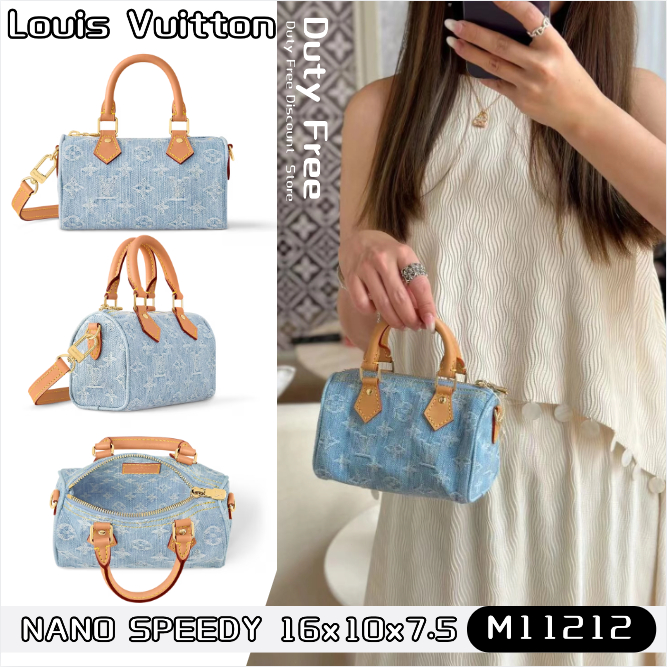 LV Louis Vuitton NANO SPEEDY handbag หลุยส์วิตตอง✨กระเป๋าผ้ายีนส์/กระเป๋าถือ M11212