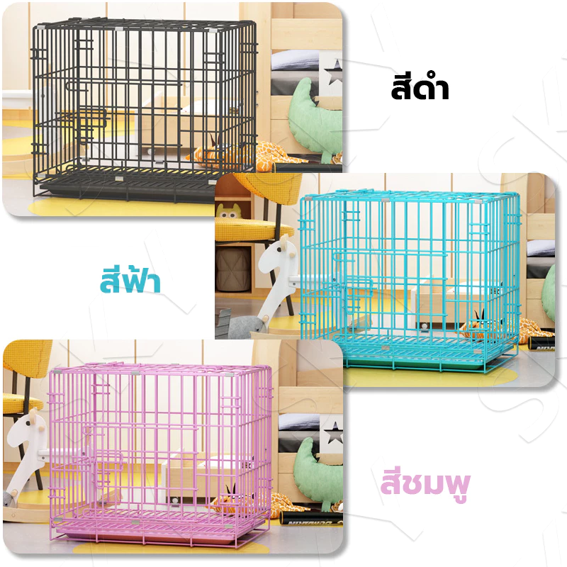 พับได้กรงสัตว์ กรงแมว คอนโดแมว Pet Cage กรงกระต่าย กรงสุนัขพับได้ แถมฟรี【แผ่นรองกรง】สแตนเลส แข็งแรง ทนทาน