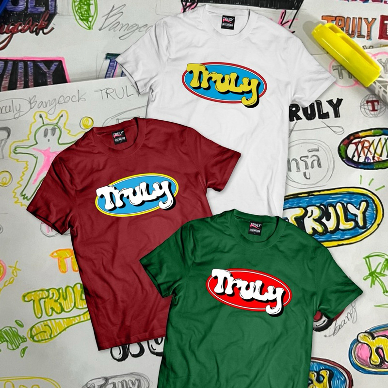 TRULY เสื้อยืดลาย จิ๊กโก๋ Oldshool มี 3 สี ขาว เขียว แดงเลือดหมู