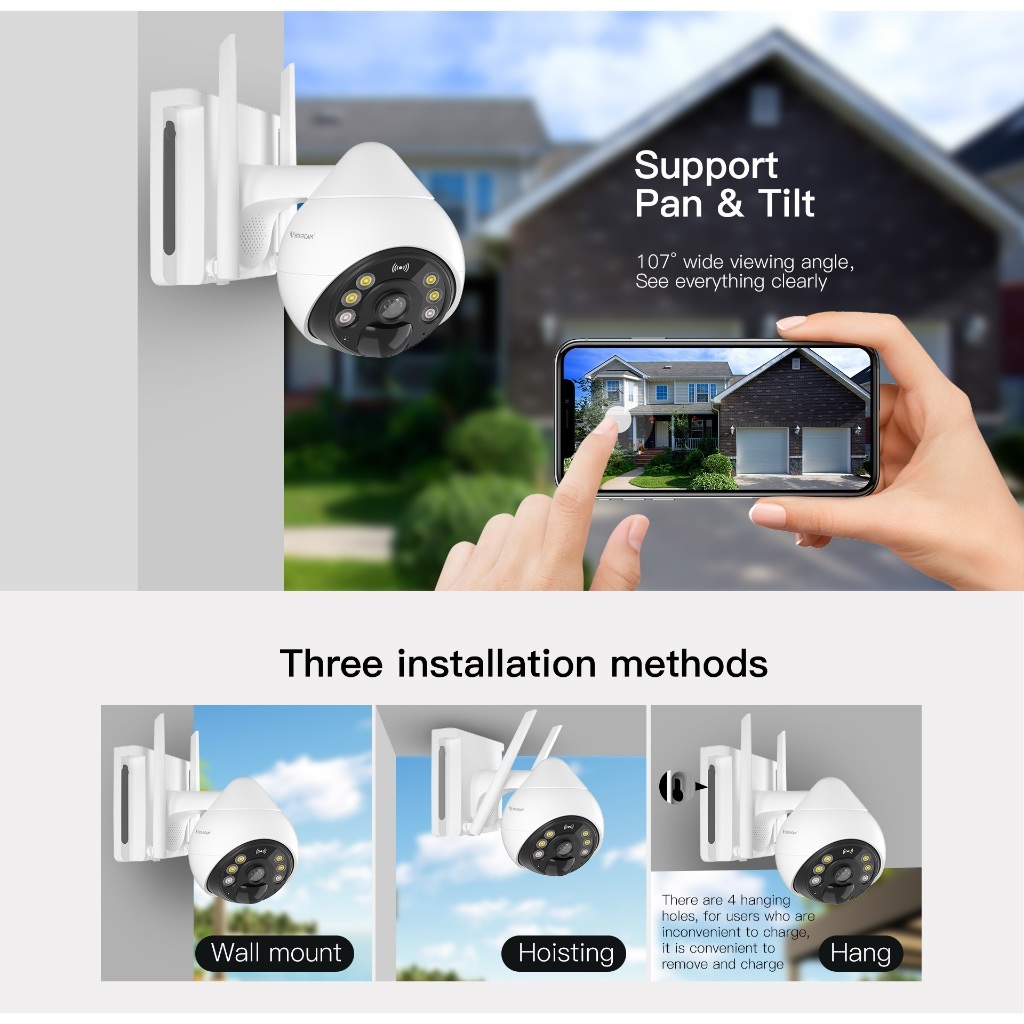VSTARCAM BG69 4G SIM / CB69 WiFi FULL HD 1080p 2MP + Ai กล้องวงจรปิดใส่ซิม แผงโซล่าเซลล์ + แบตเตอรี่