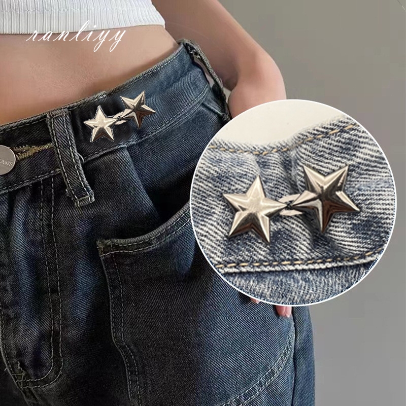 ส่งเร็ว🌼กระดุมโลหะรูปดาวห้าแฉกแบบปรับได้ถอดออกได้ใช้ซ้ําได้สําหรับรัดเอวกางเกงยีนอุปกรณ์เสื้อผ้าสวยงามทนทาน-Ranliyy