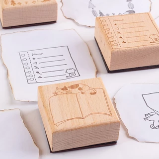 ตรายางไม้ วินเทจ กรอบข้อความ 6 ลาย | ตรายาง DIY สมุดบันทึก แพลนเนอร์ ไดอารี่ | แสตมป์ไม้ QL Stamp