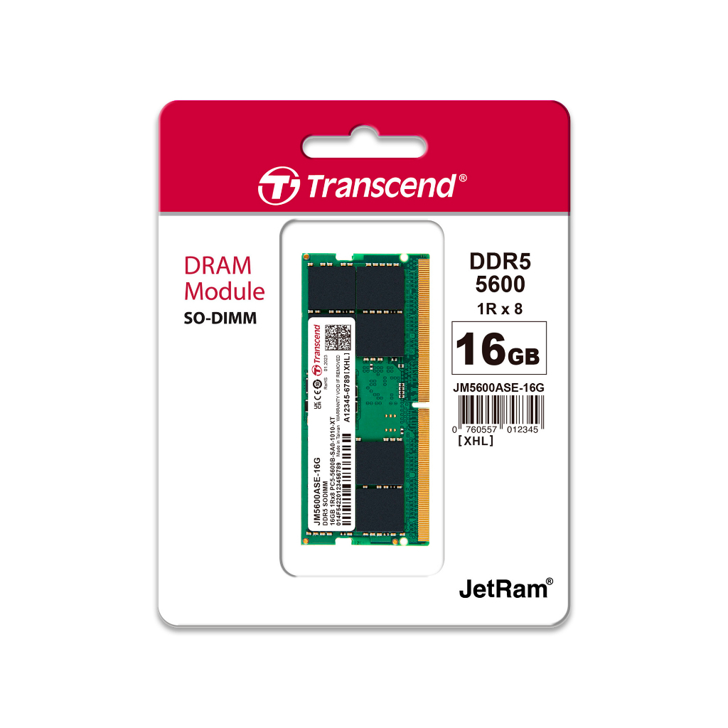 Transcend Ram 16GB JM DDR5 5600 SO-DIMM 1Rx8 1.1V (JM5600ASE-16G)