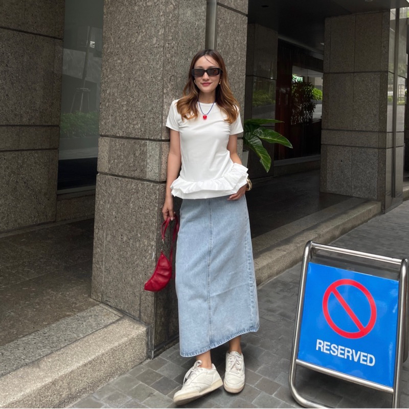 knockknock - DENIM TUBE SKIRT