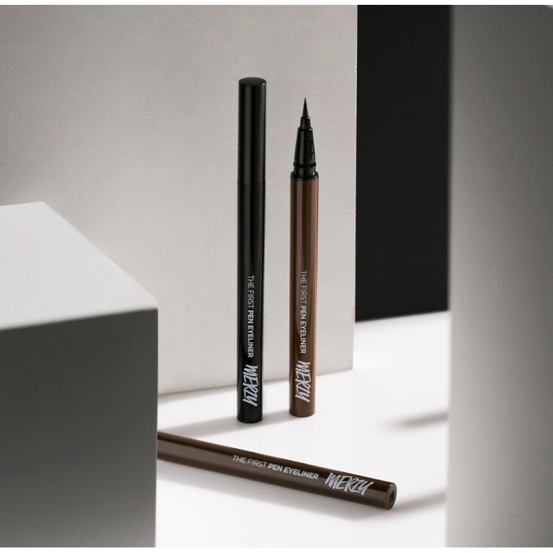 Merzy อายไลนเนอร์ multiproof หัวแปรงเรียว0.12mm นุ่ม ลื่น วาดง่าย สีเด่น กันน้ำกันเหงื่อ นำเข้าจากเกาหลีของแท้