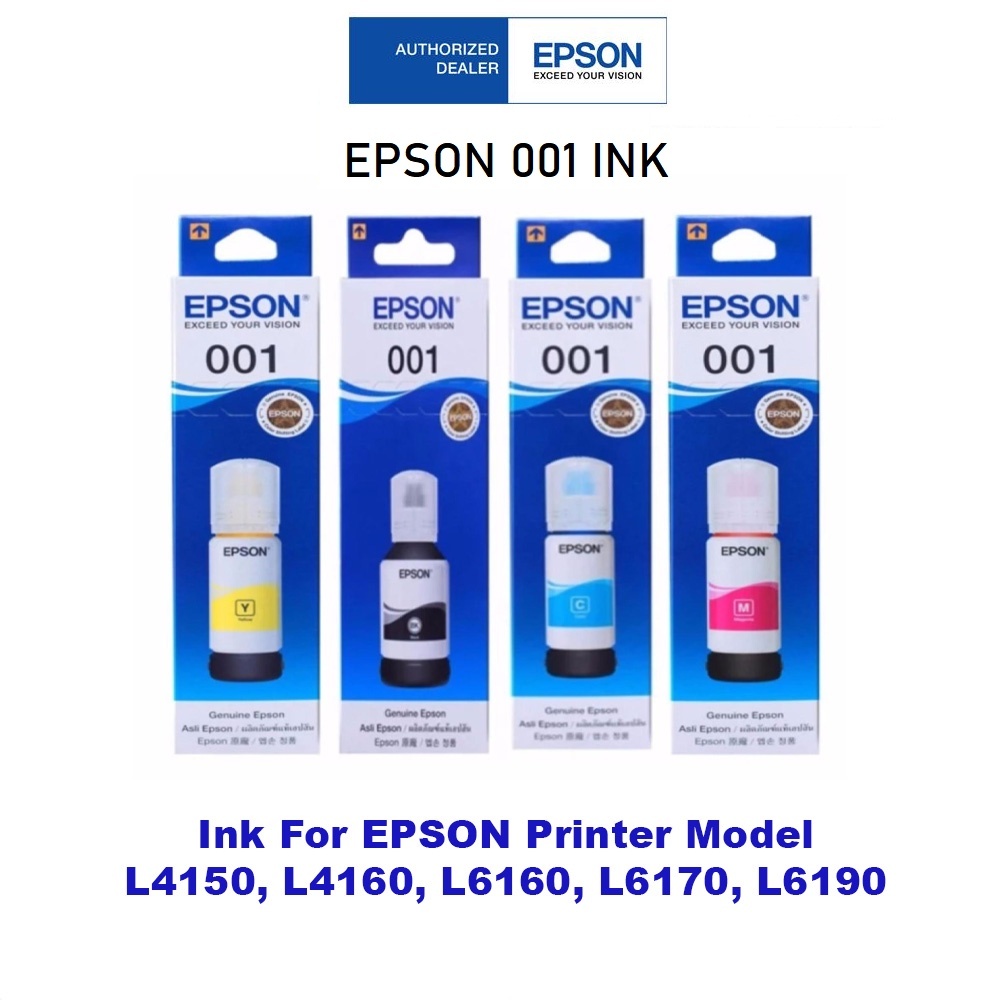 หมึกเติม Epson 001 SET 4 สี BK,C,M,Y (C13T03Y100-400) หมึกแท้100%