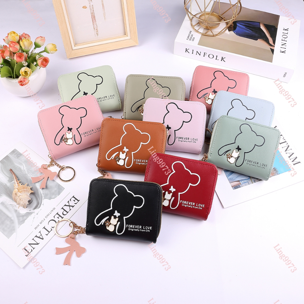 SS72001#กระเป๋าสตางค์ใบสั้น มีซิปใบสำหรับใส่เหรียญ มีช่วงใส่บัตรงทั้งหมด4ช่อง วัดสุด:หนังPU รุ่นใหม่！