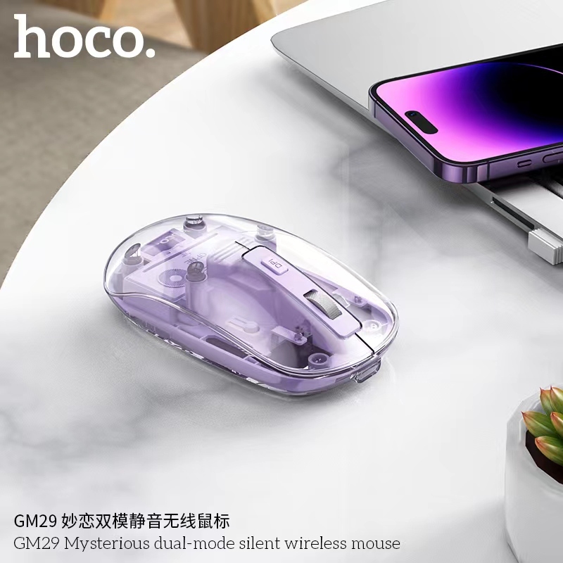 ใหม่!! HOCO GM29 เมาส์บลูทูธไร้สาย Mysterious dual-mode silent wireless mouse เชื่อมต่อง่าย สีสวย พร้อมส่ง
